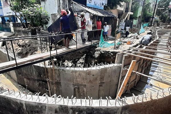Landslide during stormwater canal work